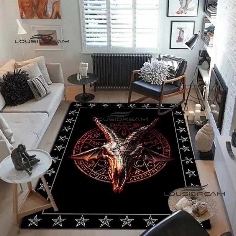 Devil Satan Lucifer Sacrifice Carpet and Rug Goat Baphont Rug Living Room Bedroom Area Carpet Study Porch Bedside Non-slip Mat
