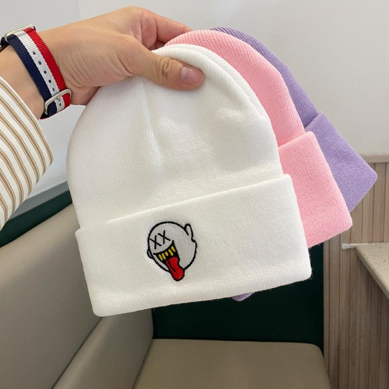 Woolen Hats for Men and Women Japanese Versatile and Cute Warm and Cold Proof Knitted Hats for Autumn and Winter Pullover Cold Hats