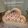 Cloud Shape Tulip Night Light Diy Handmade Flower Lamp Battery Powered Mirror Decor Table Lamp For Bedroom Gift