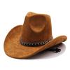 Chapeau de cowboy western en daim nouvelle texture caractéristique Rétro britannique Chapeau haut de forme jazz ombrage solaire extérieur européen et américain cyclisme