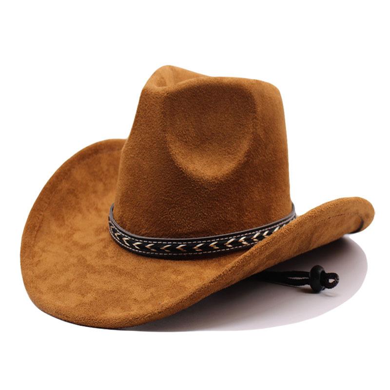 Wildleder Western Cowboy Hut neue charakteristische Textur Britischer Retro Europäischer und Amerikanischer Outdoor Radfahren Sonnenschutz Jazz Zylinder