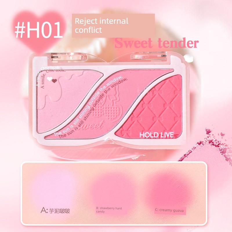 Miniso Hold Live Three-Color Blush for Mood Enhancement, Contouring, and Brightening Skin Tone for Students