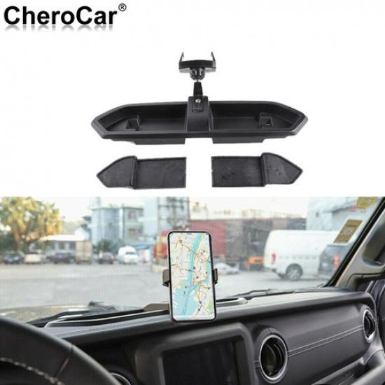 Dash Mount Storage Box Tray Phone Holder Bracket for 2018+ Jeep Wrangler JL JLU