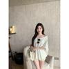 Loose Slim Looking Casual off-the-Shoulder Knitting Short Sleeve T-shirt