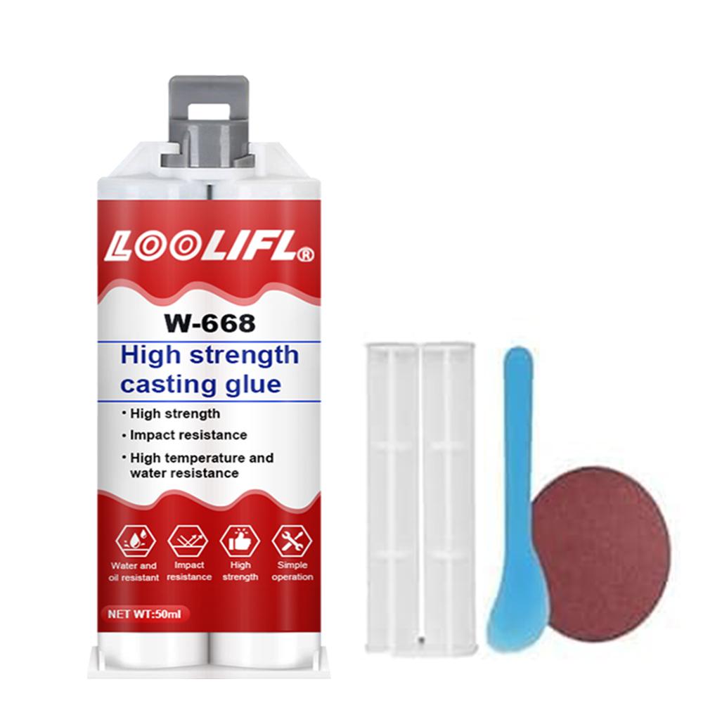 Loolifl 668 Casting Glue High Strength Metal Repair Paste Welding Alternative Glue High Temp Water Resistant Sandable Drillable W-668-50Ml-1Pc
