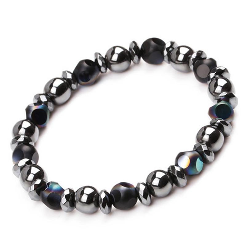 Chakra Hematite Stone Bead Stretch Bracelet Healing Magnetic Therapy Weight Loss