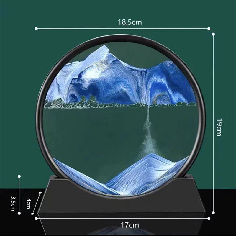 3D Hourglass Quicksand Moving Sandround Glass Deep Sea Sandscape Art Picture Craft Flowing Painting Office Hom Decor Gifts
