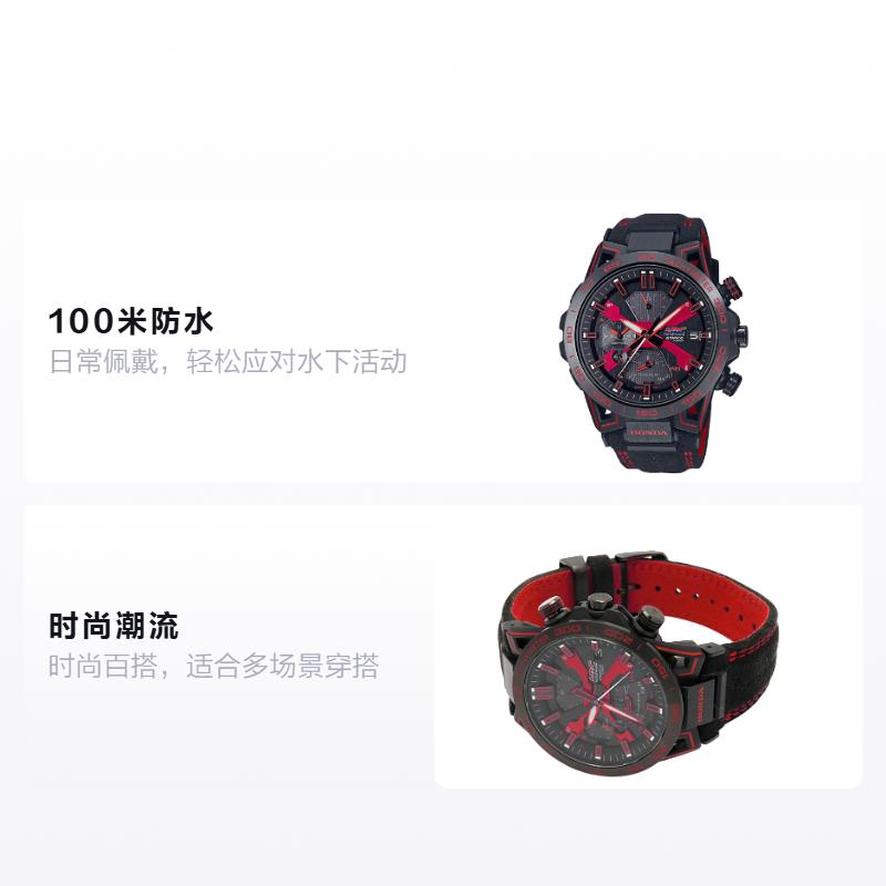 

CASIO EDIFICE Honda Racing Suzuka Circuit 60th Anniversary Joint Model Solar Quartz Leather Strap Men s Watch Black Dial EQB-2000HR-1AJR чорний