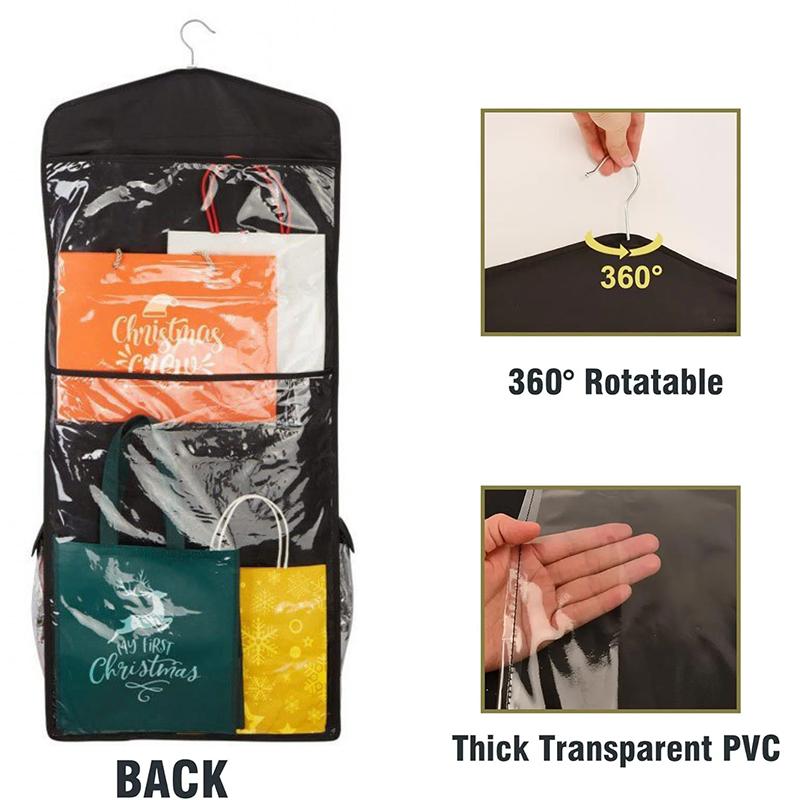 Eine große, transparente Aufbewahrungshängetasche für den Haushalt zur Aufbewahrung von Kleidung, um Platz zu sparen
