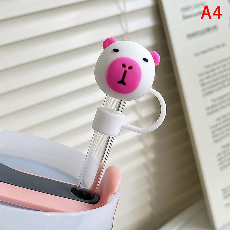 10mm Cartoon Capybara Silicone Straw Tips Drinking Dust Cap Splash Proof Plugs Cover Creative Cup Accessories Straw Sealing Tool