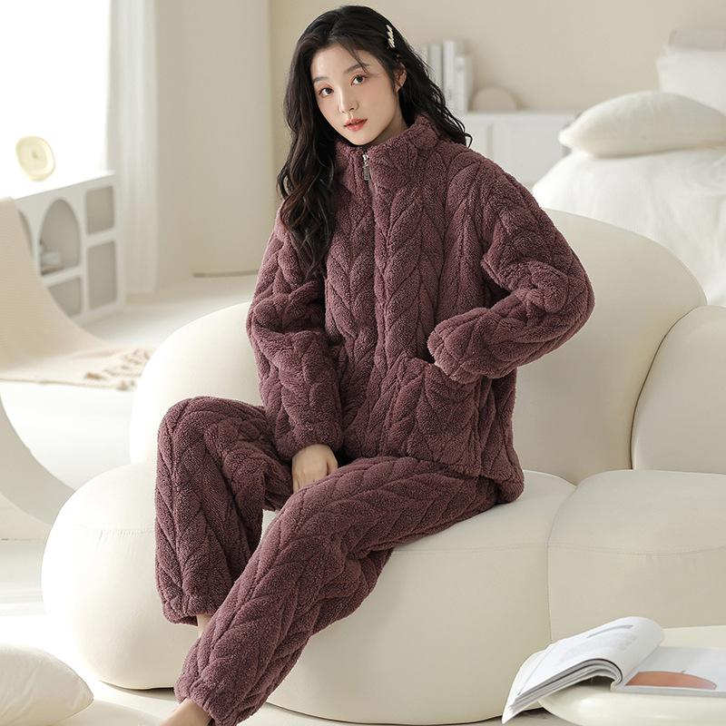 

Three-Layer Ultra-Thick Padded Winter Pajamas Women S Coral Fleece Thickened And Fleece Sweet Girl Winter Padded Jacket Loungewear 2XL