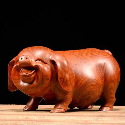 Feng Shui Holzschnitzereien Huanghuali Schnitzerei Handgefertigte Schweinefiguren Wohnaccessoires Büro Schreibtisch Ornament Glücksbringer Geschenk