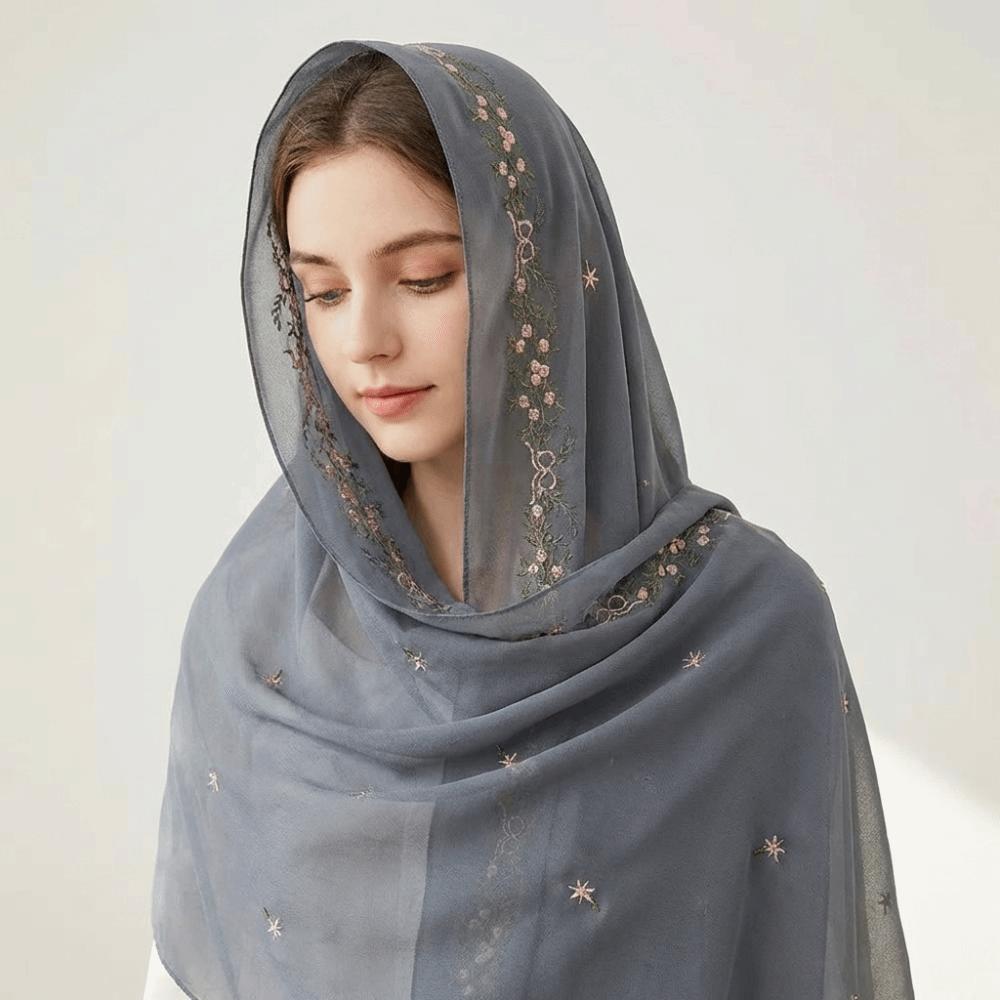 Long Hijab Scarf Cotton Thin Shawl Fashion Floral Headscarf  Vacation