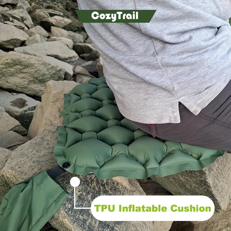 1-Pack Ultra-Lightweight Folding Portable Cushion Seat - Durable Nylon Green VIP Seat for Outdoor Camping, Travel & Hiking
