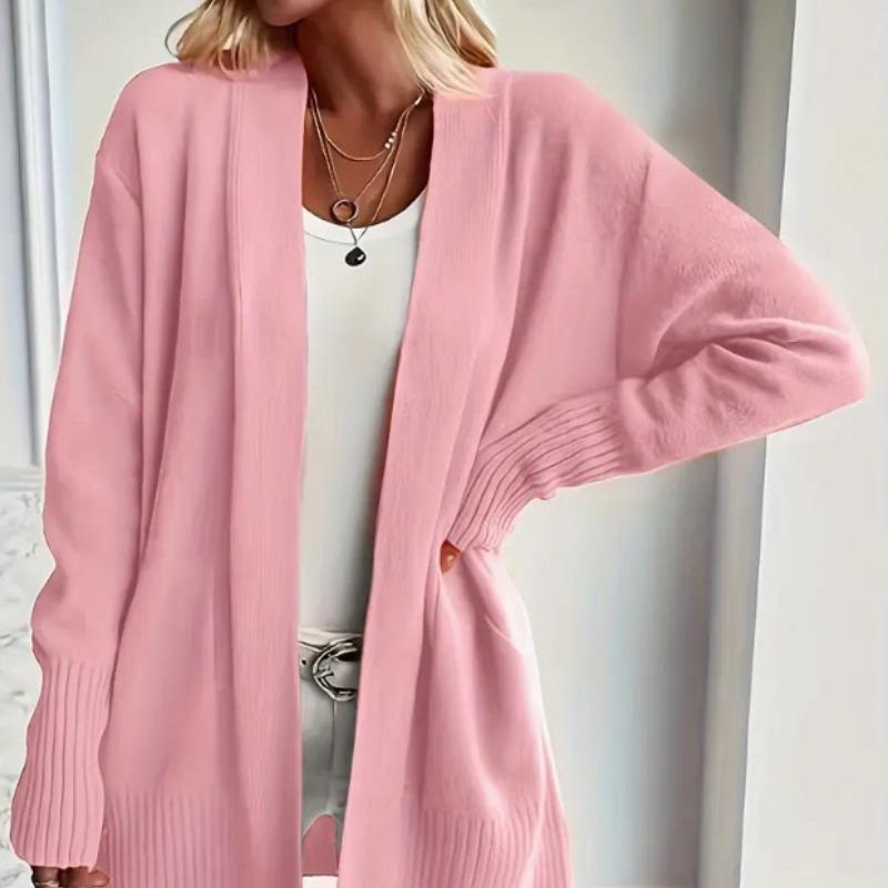 Women'S Cozy Yellow Knit Cardigan - Long Sleeve, V-Neck, Loose Fit, Fall & Winter Stylish Pullover