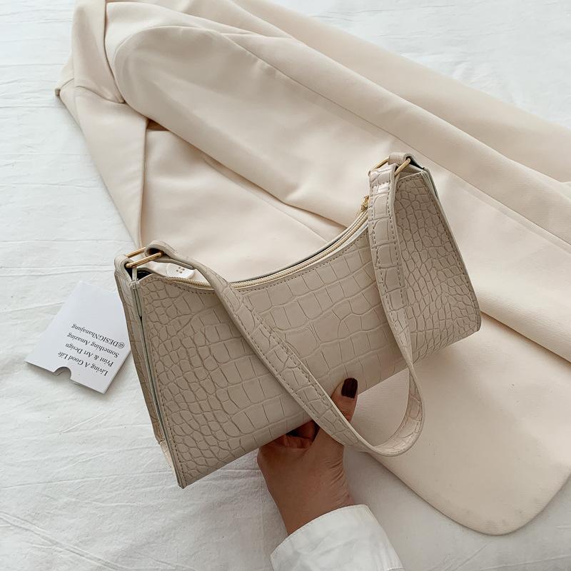 Retro Crocodile Pattern Shoulder Bag For Women Pu Leather Armpit Bag France Clutch Bag Casual Female Clutch Handbags Purse Tote Quality