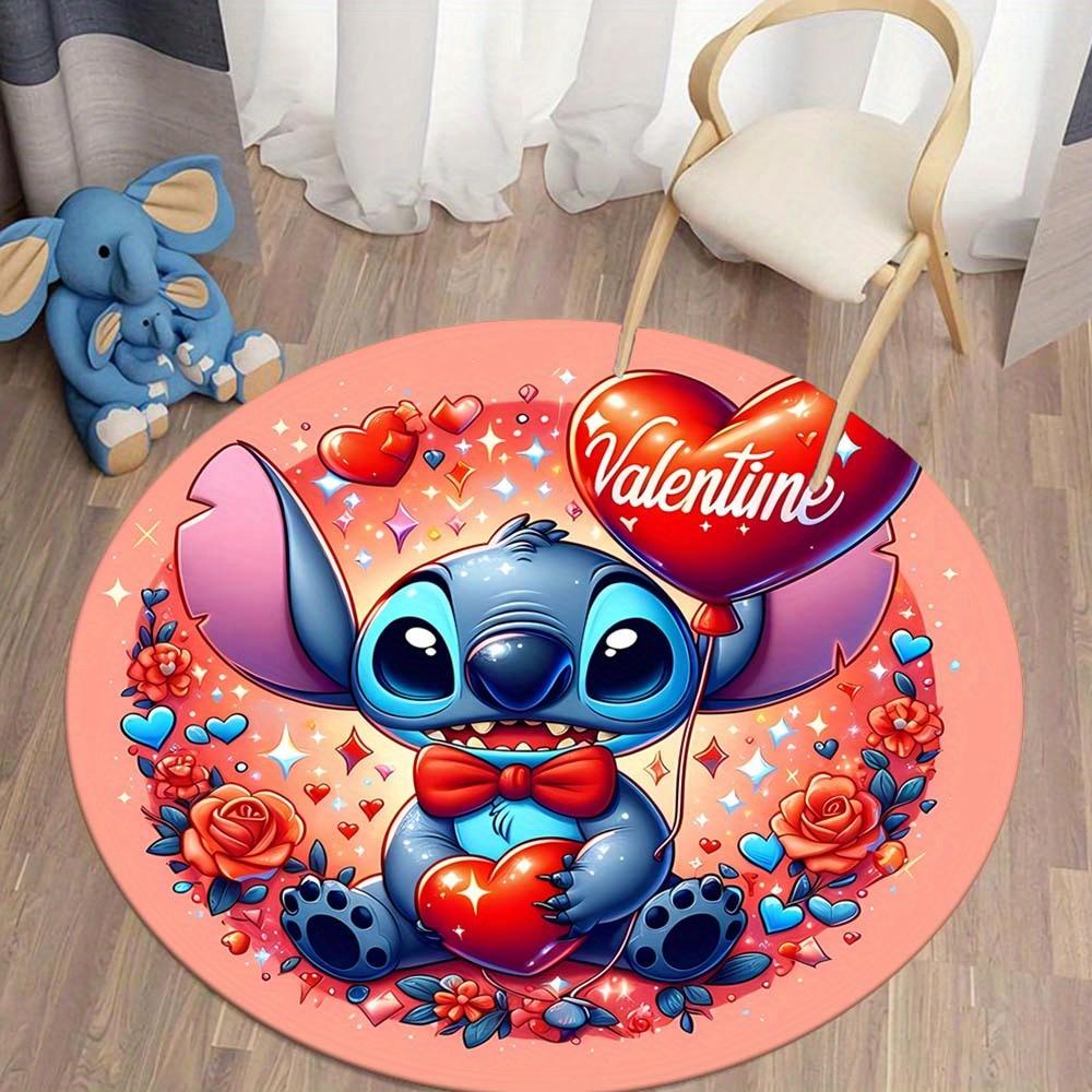 1pc Stitch Round Area Rug , Playroom Bedroom Living Room Indoor Decor Rug , Perfect for Leisure Areas , Bedside , Cloakroom , and Outdoor Sp