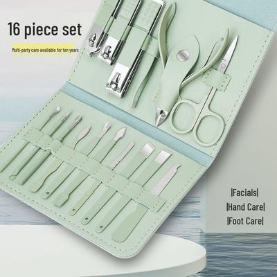 Green Stainless Steel Nail Clipper & Cuticle Nipper Set - Manicure Tool Kit