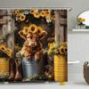 Cute Highland Cow Shower Curtain Farmhouse Sunflower Rustic Vintage Western Cowboy Funny Cows In Bucket Country Cattle Bull