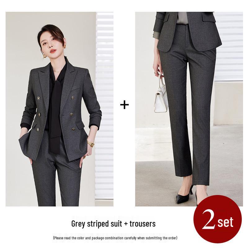 Elegant Women's Slim Fit Black Suit Set for Business and Commute - 2024 Spring/Autumn Collection
