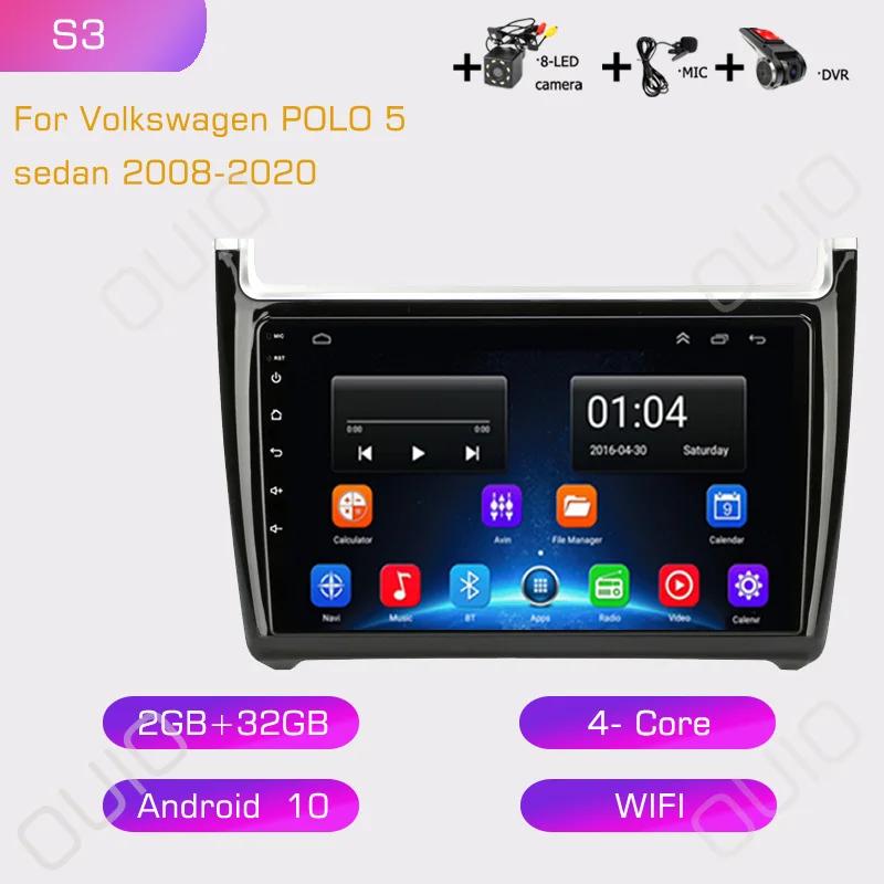 2din Android 10 Car Radio Multimedia Player Carplay Auto  WIFI BT DSP GPS Navigation For VW Volkswagen POLO 5 sedan 2008-2020