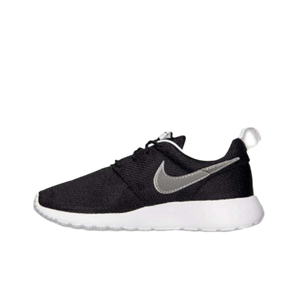 Nike Roshe Run Slip Resistant Abrasion Resistant Low top Kids' Running Shoes Black Teenagers 599728-007