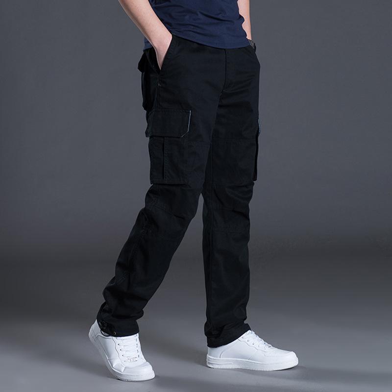 Men's Spring/Summer Trendy Casual Cargo Pants - Thick, Loose, Plus Size, Straight Leg, Multi-Pocket.