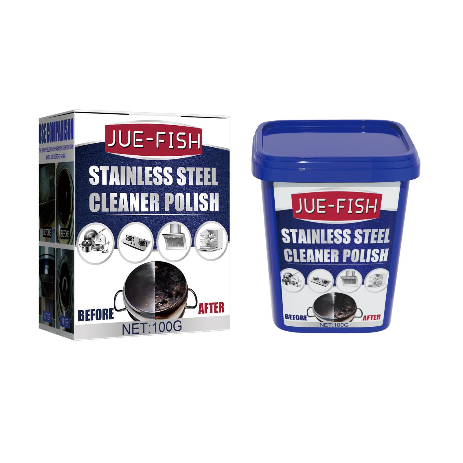 Jue-Fish Stainless Steel Cleaner Paste For Kitchen Cookware Rust Remover Pot Bottom And Stove Black Spot Cleaning 100g