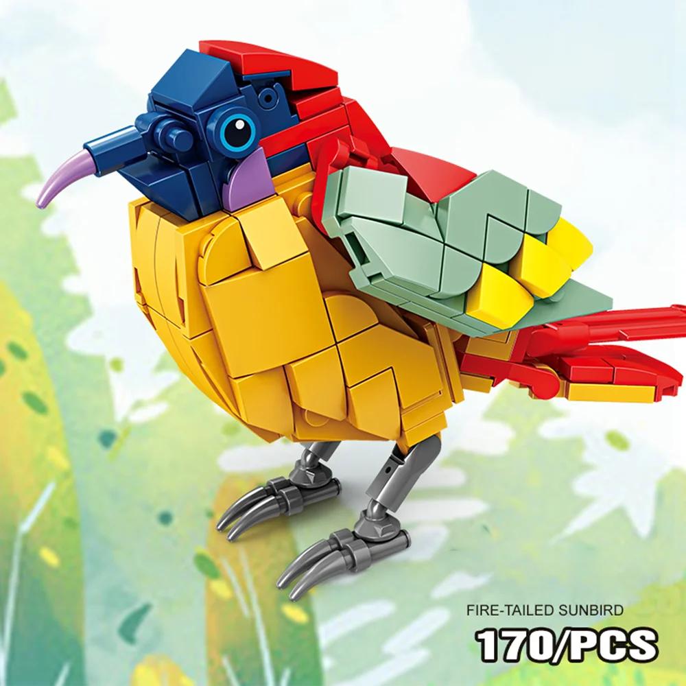 Mini Cartoon Bird Building Kit - Peacock, Crane, Crow, Seagull, Oriole, Portable STEM Educational Toy for Travel & Home Play