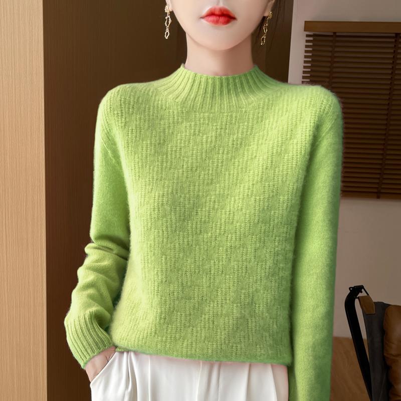 Women's Cashmere Sweater Qinghe Cashmere 30% Cashmere 70% Wool Women's Autumn and Winter Thick Cashmere Pullover Soft and Warm