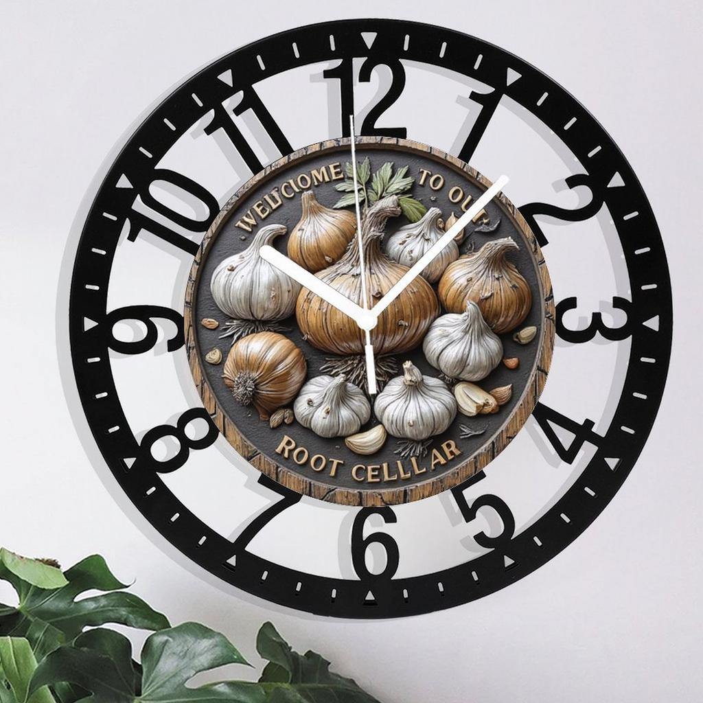 25cm Rustic Iron Round Wall Clock for Kitchen Dining Room