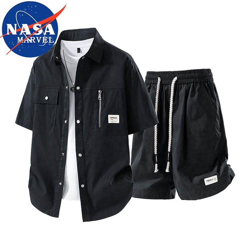 NASA MARVEL Men's Summer Lapel Shirt & Shorts Set