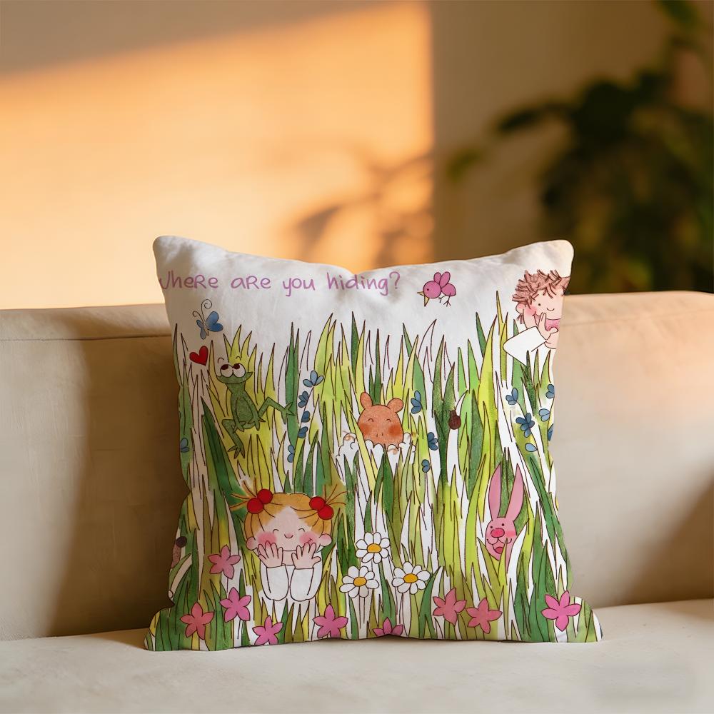 

Японские Мультяшные Иллюстрации Наволочка Уютный Бархатный Плед Мягкая Теплая Подушка Для Дивана Кровати 30x30 cm