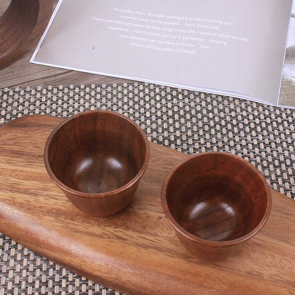 4Pcs Set Retro Style Nature Wood Wooden Cup Heat Insulation Safe Wooden Cup Set Solid Wood Wooden Tea Cups Tea Drinking  200ml