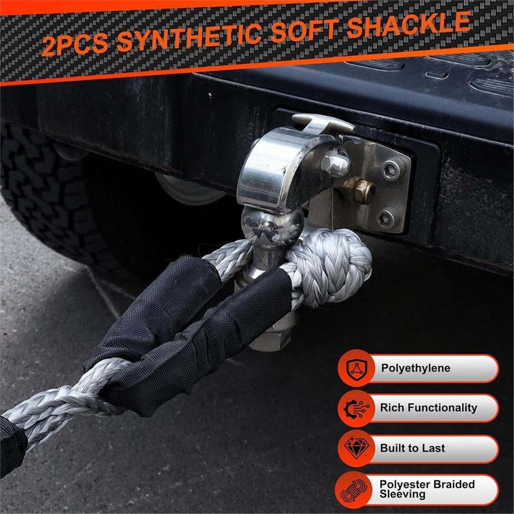 2 ks syntetické měkké oko, 1/2" x 22" měkké oko, lano pro vyproštění na silnici, vyprošťovací offroad tažné oko pro většinu automobilů