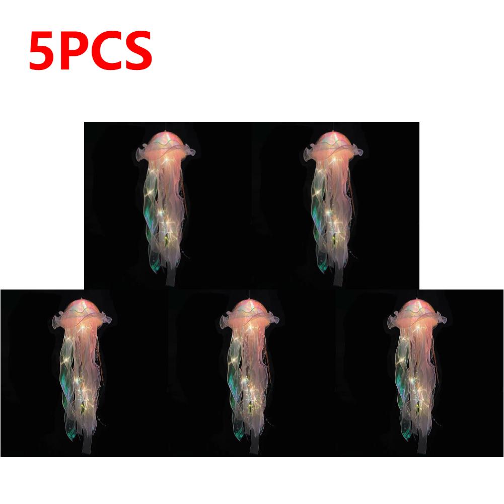 Gradient Jellyfish LED Night Light Handmade Pendant Lamp Colorful Hanging Light for Indoor Outdoor Garden Festival Decoration