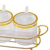 Condiment Jar Container with Holder Integrated Design Multifunction Spice Lids Spoon and for