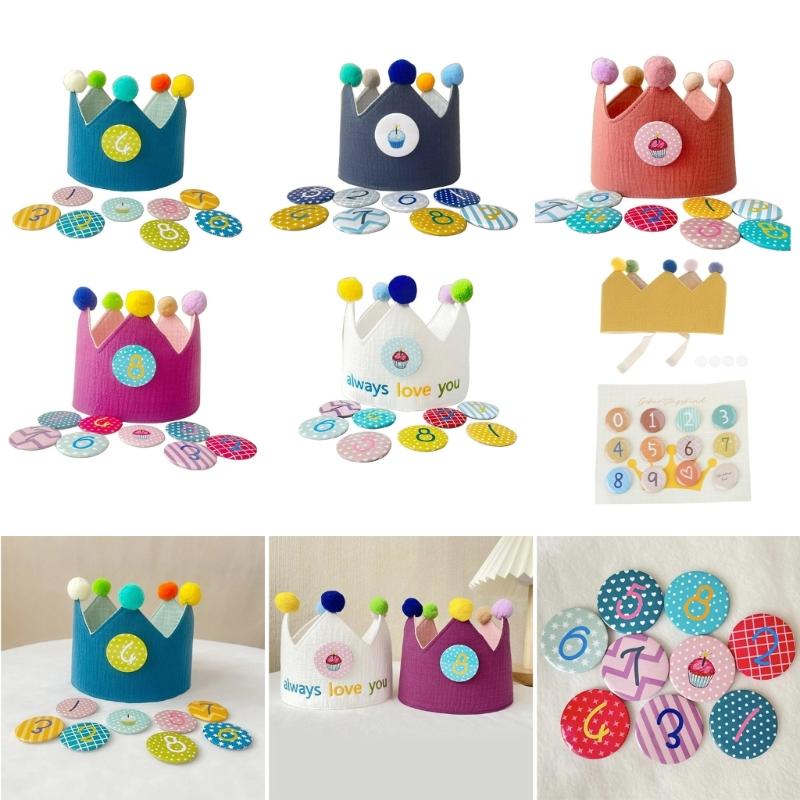 Schönes Design Wiederverwendbarer Geburtstagshut Krone für Kinder Happy Birthday Hut Baby Geburtstag Foto Requisiten Geburtstagsparty Deko-