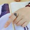 Adjustable Open Ring Women Men Vintage Rose Flower Design Minimalist Plated Finger