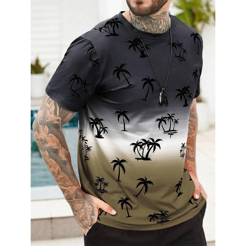 Hawaiian Street Fashion Men's T-shirt Summer Beach Vacation Men's Casual T-shirt Outdoor Beach Men's Short-sleeved Tops