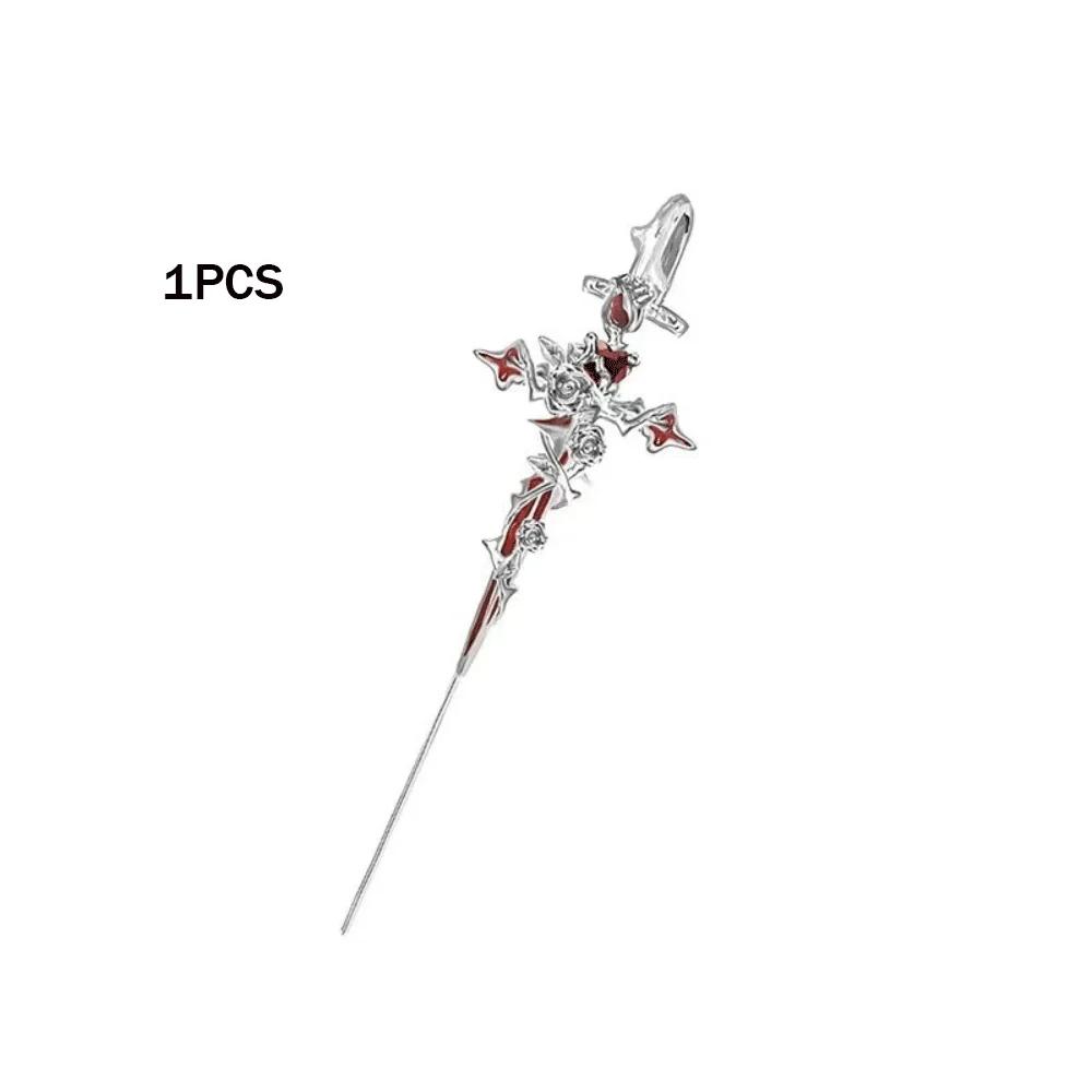 1PCS Retro Dark Gothic Punk Rose Cross Thorn Earring Unisex Piercing Ear Needle Earstuds Eardrop Jewelry