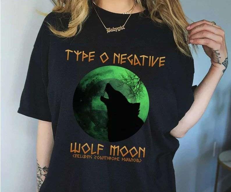 Новый тип O Negative Воющая Луна Короткий рукав Хлопок полный размер Черная футболка C307 Унисекс Футболка S