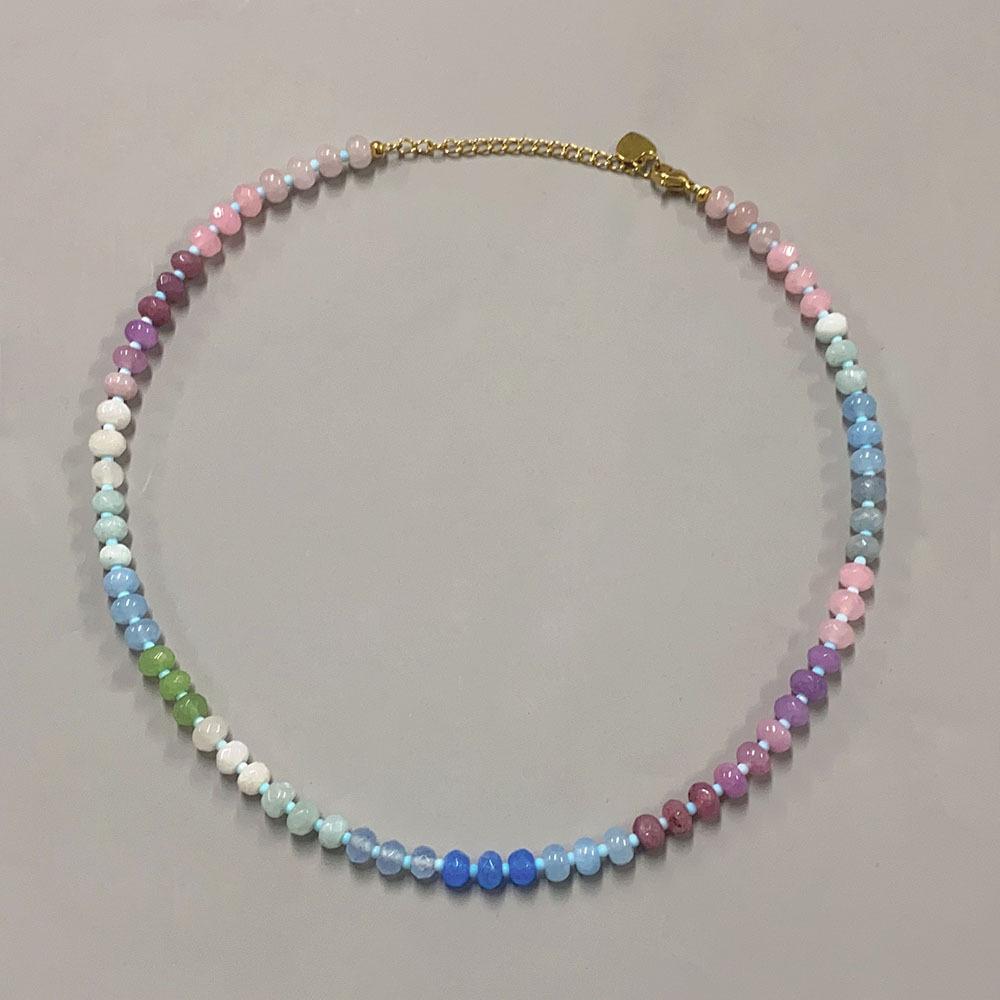 

Кремовое мороженое, контрастная цепочка на ключицу, новый китайский отпуск, Instagram, универсальное ожерелье, темперамент, шейная цепочка, колье, радуга 38CM