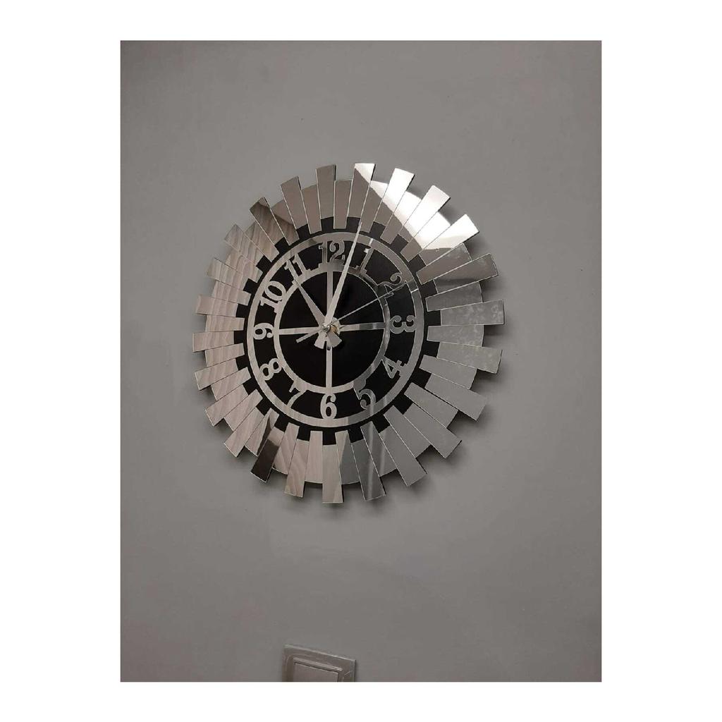 Ceas de perete 3d decorativ cu relief de lux, 40x40 cm, elegant, soare, argintiu, modern, pentru birou.