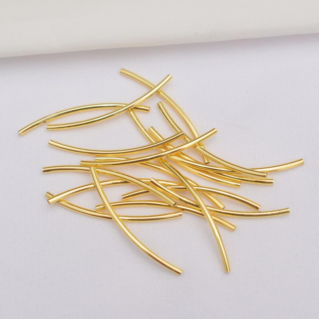 50pcs 14K Gold Bag, Color-Preserving Glossy Elbow Diy Bracelet, Bracelet, Glossy Round Tube Sleeve, Jewelry Accessories Material
