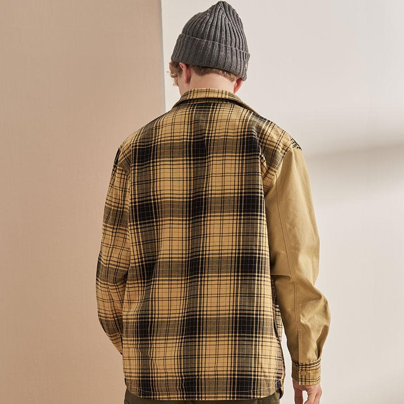 Dickies Melard Reversible Embroidered Patch Color Block Plaid Long Sleeve Shirt Men shirts DK009452KHK