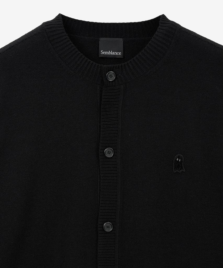 Ziosongzio Semblance Whole Garment Collarless Cardigan Black Zi2Kt801Bk
