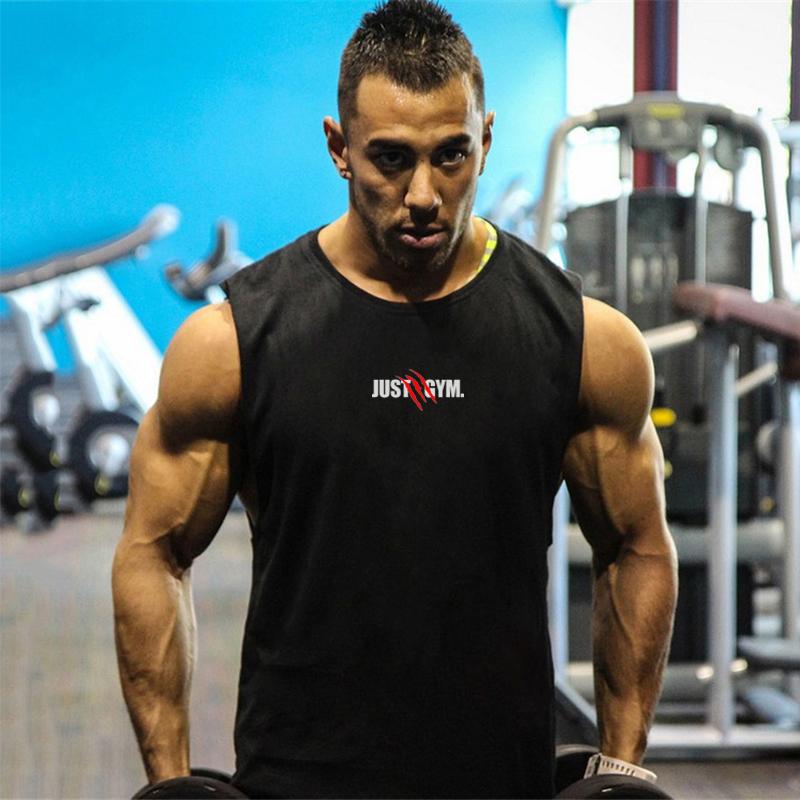 Muscleguys New Casual Sports T-shirt Elastic Sleeveless Short Sleeve Men's Fitness Sweat-absorbing Vest