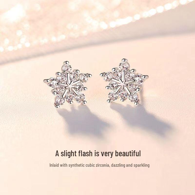Elegant Snowflake Flower Stud Earrings for Women
