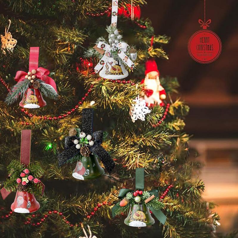 2025 Christmas Rustic Jingle Bell In Metal Pine Needle Christmas Bell Garland Ornament Indoor Outdoor Christmas Tree Pendant